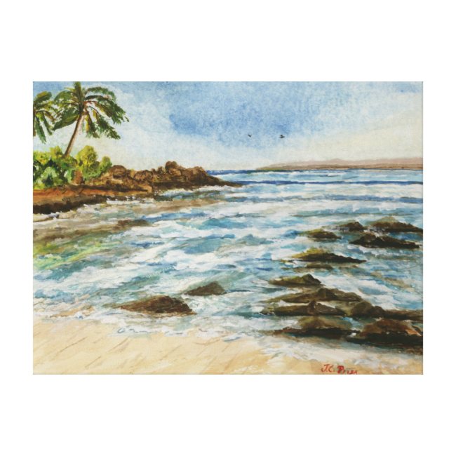 Download Makena Cove Hawaii Beach Watercolor Wrapped Canvas - Makena ...