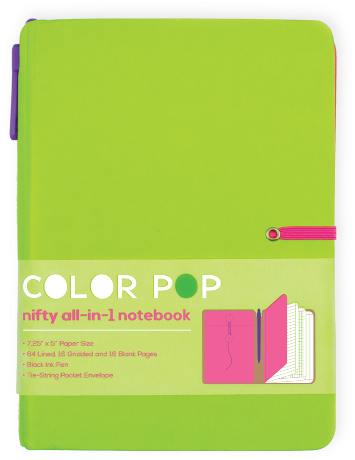 Color Pop All In One Notebook - Lime Notepads And Notebooks By Ooly - Lime Green Color (800x800), Png Download