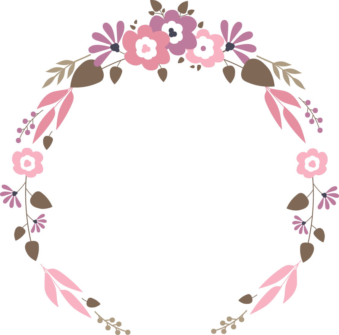 Floral Garland Wedding Flat - Wedding Flower Vector Png - Free