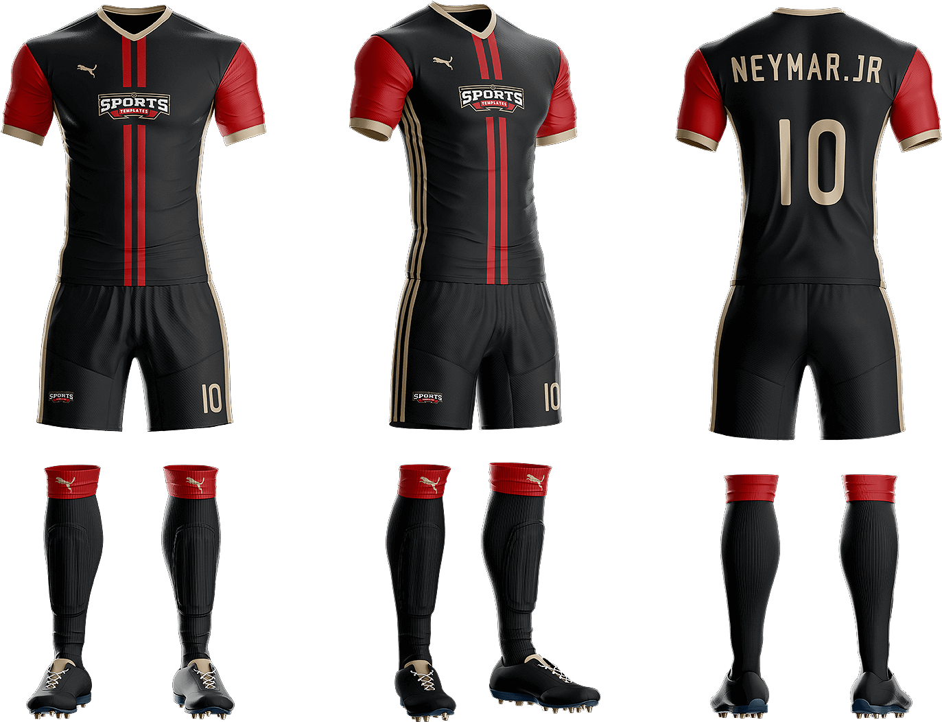 Goal Soccer Kit Jersey Uniform Template Psd - Mockup Uniforme Futebol ...