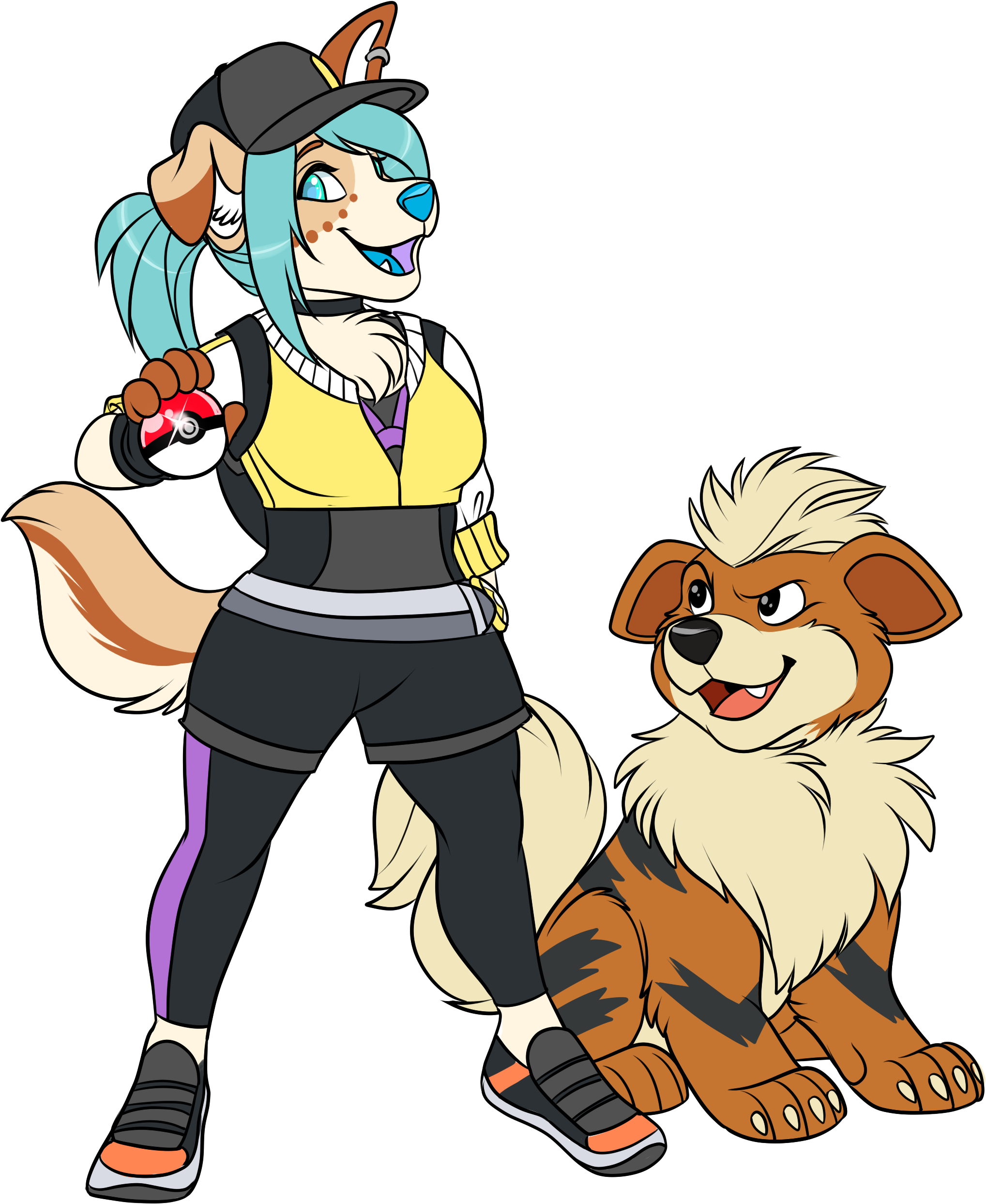 Sky And Growlithe - Cartoon (2104x2650), Png Download