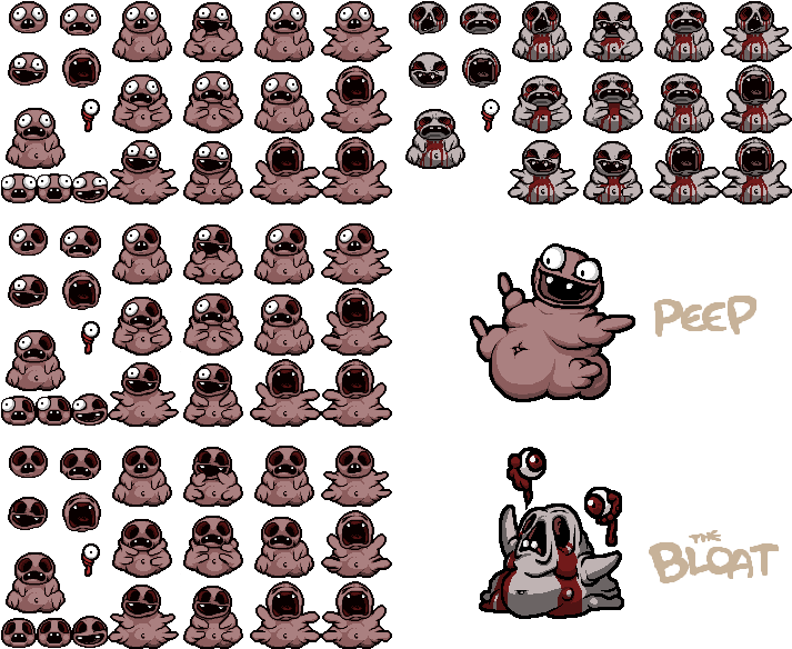 Peep & The Bloat - Binding Of Isaac Rebirth Peep - Free Transparent PNG ...