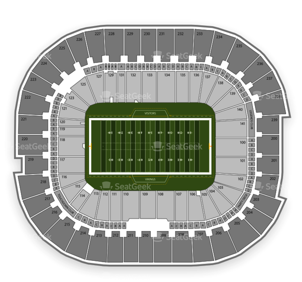 Minnesota Vikings Seating Chart Map Seatgeek Png Minnesota - U.s. Bank