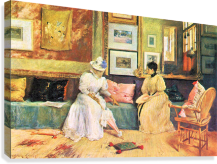 A Friendly Visit By William Merritt Chase Canvas Print - William Merritt Chase Visit (428x325), Png Download