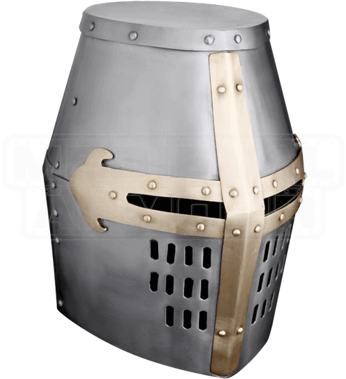 Brass Trim Crusader Great Helm - Casco Caballero Templario (550x550), Png Download
