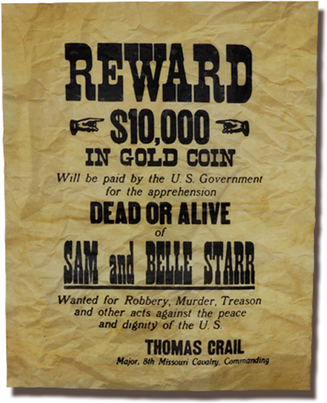 Sam And Belle Star Wanted Poster - Sam And Belle Star - Free ...