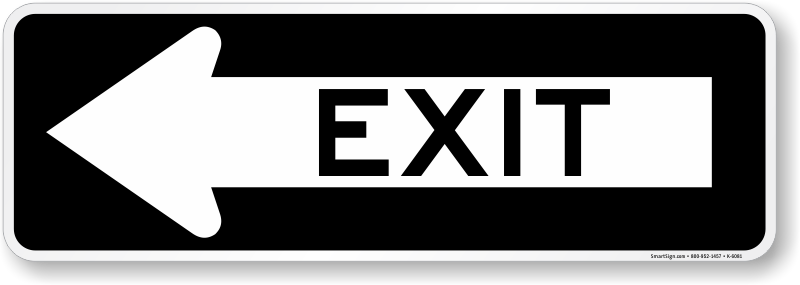 Zoom, Price, Buy - Exit (with Left Arrow) Sign, 36" X 12" (800x285), Png Download