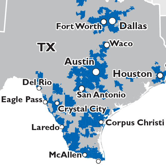 Spectrum Internet Coverage Map By Address Download Map Image Showing Spectrum's Texas Coverage - Spectrum Coverage Map  Texas Png Image With No Background - Pngkey.com
