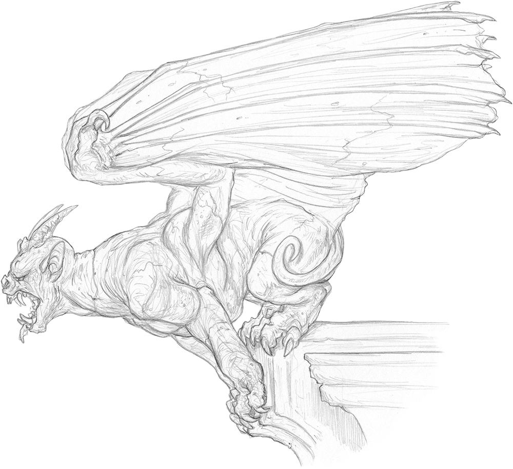 Гаргулия рисунок карандашом