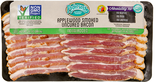 Uncured Applewood Smoked Bacon Non Gmo Project Verified - Pederson's Farm (600x600), Png Download