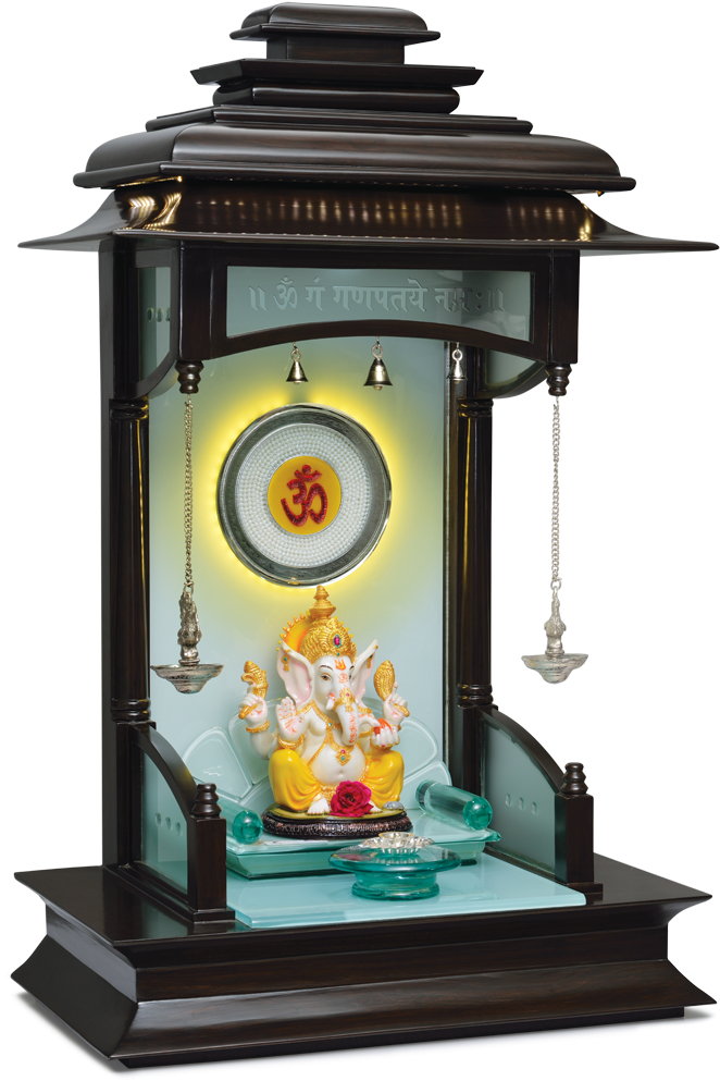 Download Ganesh Ji Handicrafts Home Temple/ Wooden Temple/ Pooja - Pooja  Mandir For Home PNG Image with No Background 