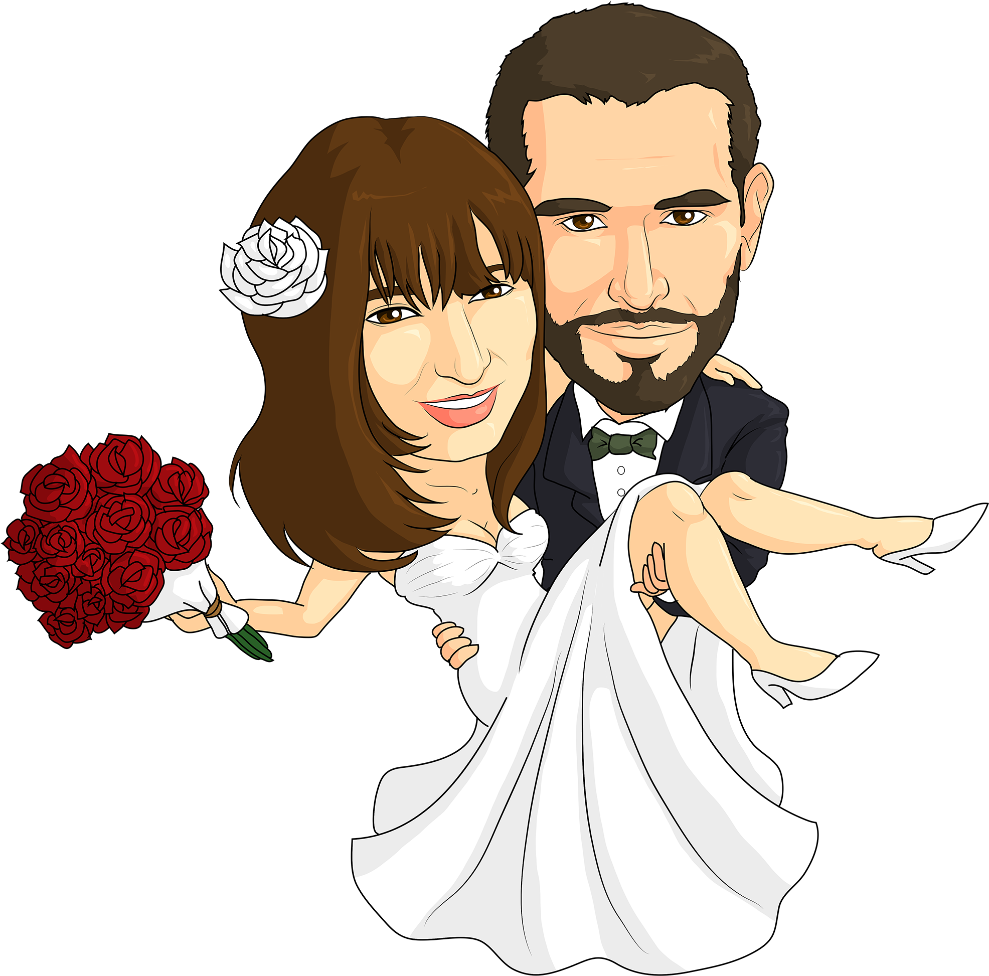 Caricature For A Wedding - Cartoon (2197x2100), Png Download