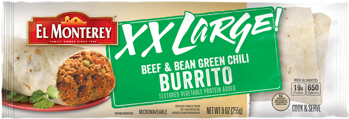 Download Xxl Beef Bean Green Chili Burrito El Monterey Xx Large Burrito Bean Cheese 10 Png Image With No Background Pngkey Com