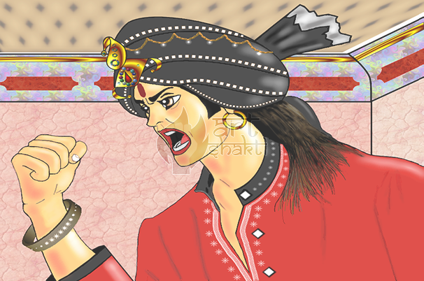 Indian Prince Angry Clenched Fist - Cartoon (606x402), Png Download