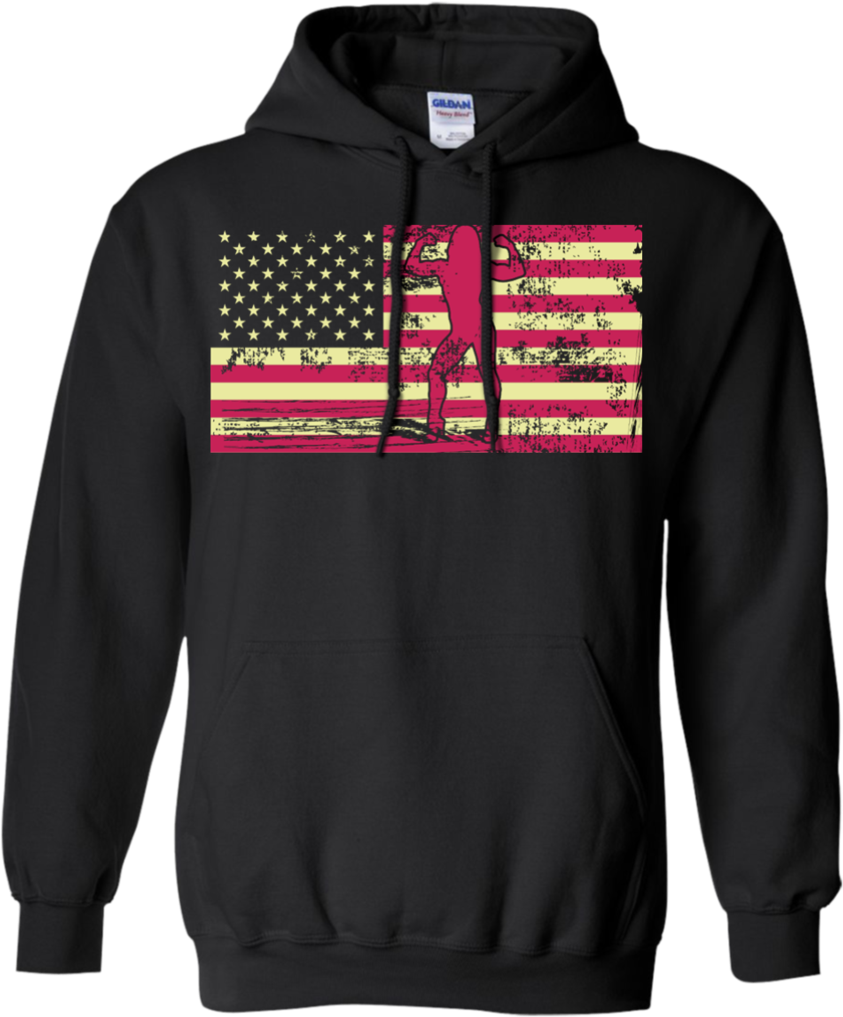 Female Bodybuilder Silhouette On The American Flag - Jelly Hoodie ...