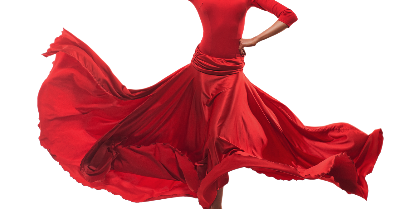 Девушка в красном платье на белом фоне