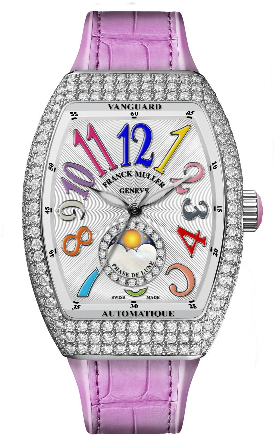 V 32 Sc At Fo L D Cd 1r Col Drm Og - Franck Muller Vanguard Lady Moonphase (1000x1528), Png Download
