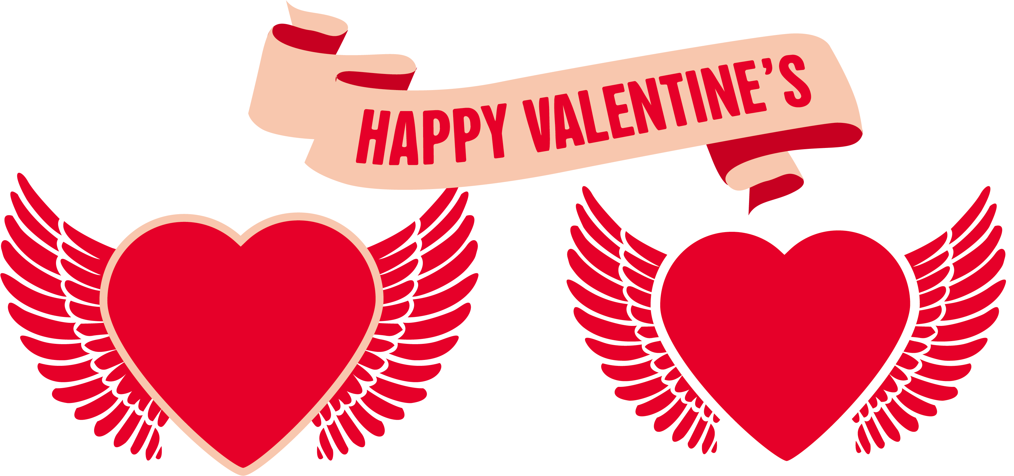 Download Valentine's Day Heart With Wings 3688*1616 Transprent - Vector ...