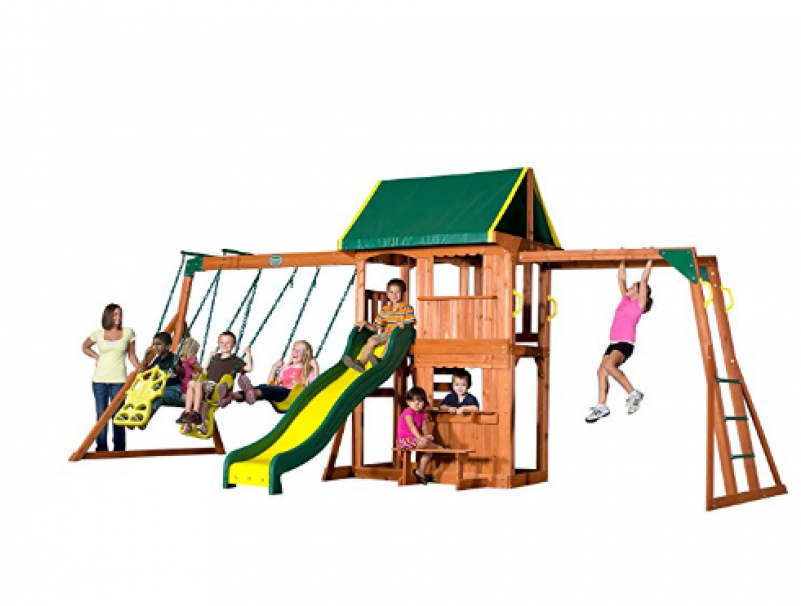 Download Prairie Ridge Wooden Swing Set With Monkey Bars PNG Image with ...