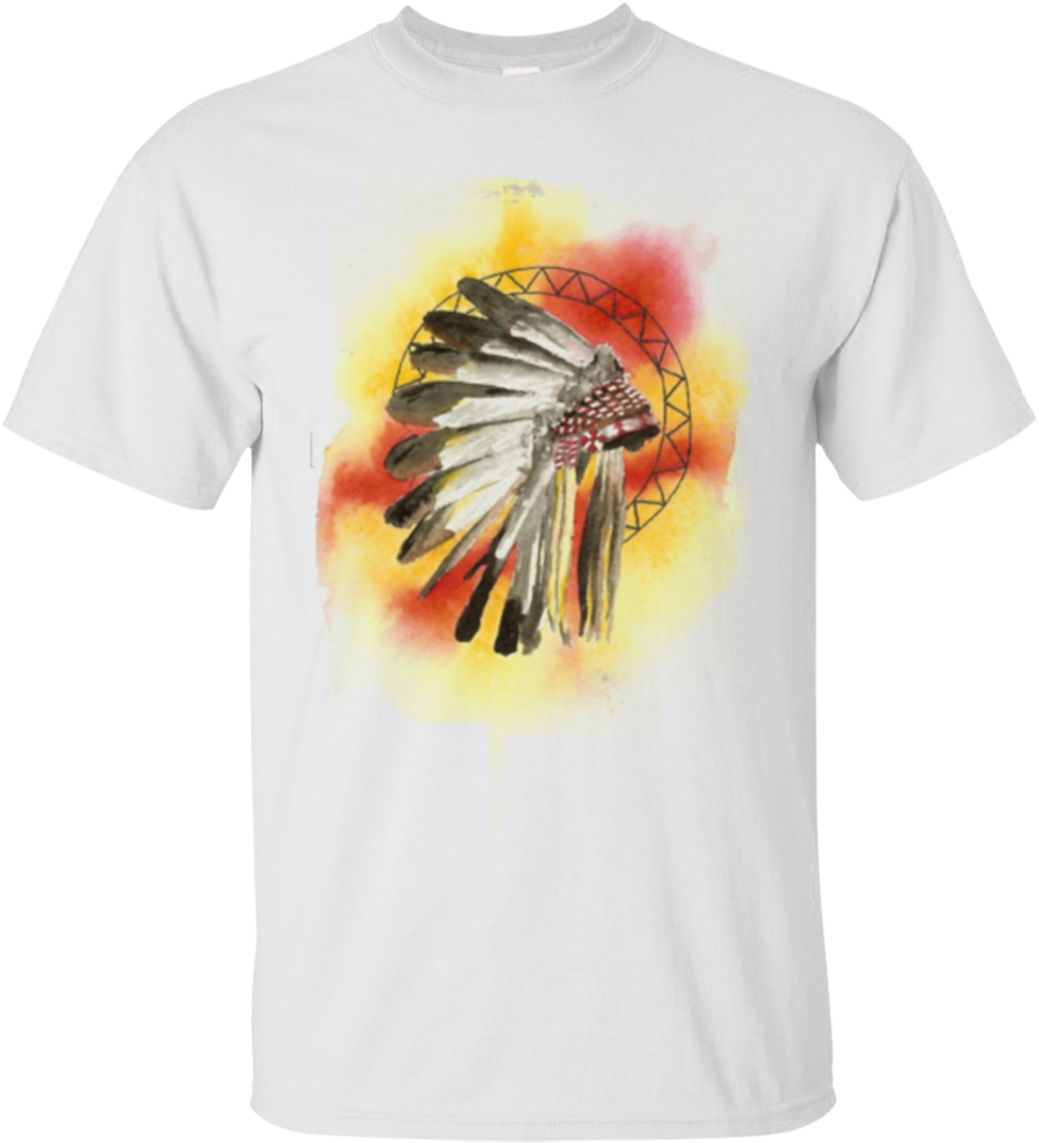 Download Watercolor Native American Headdress T Shirt Gildan - Zazzle ...