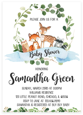 Download Greenery Woodland Baby Shower Invitation Printable ...