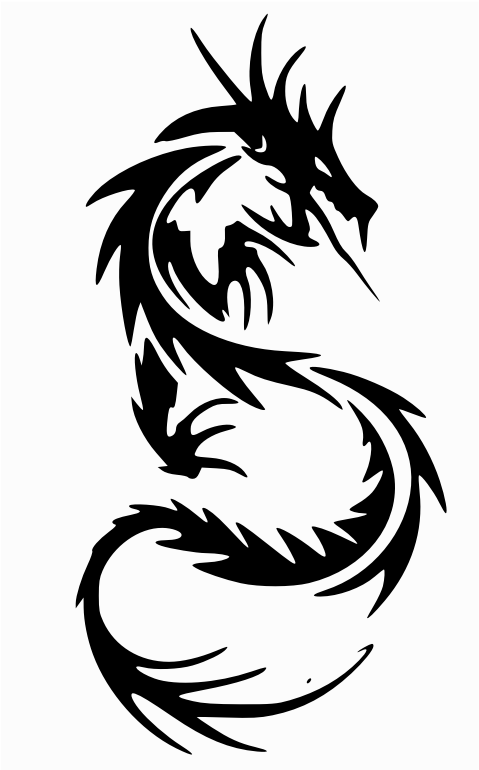 Clipart - Dragon - Dragon Tattoo Black And White - Free Transparent PNG ...