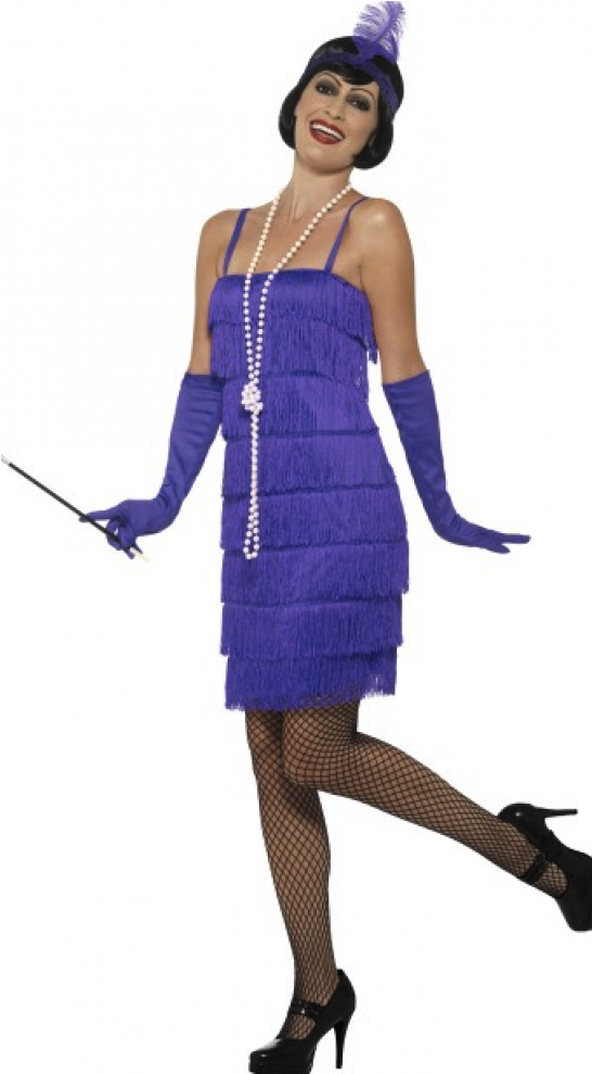 Download Flapper Costume Purple With Short Dress Headband PNG Image ...