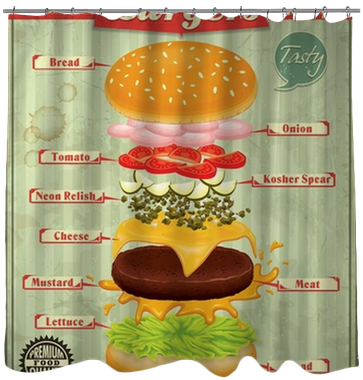 Download Vintage Burgers Poster Design Shower Curtain • Pixers ...