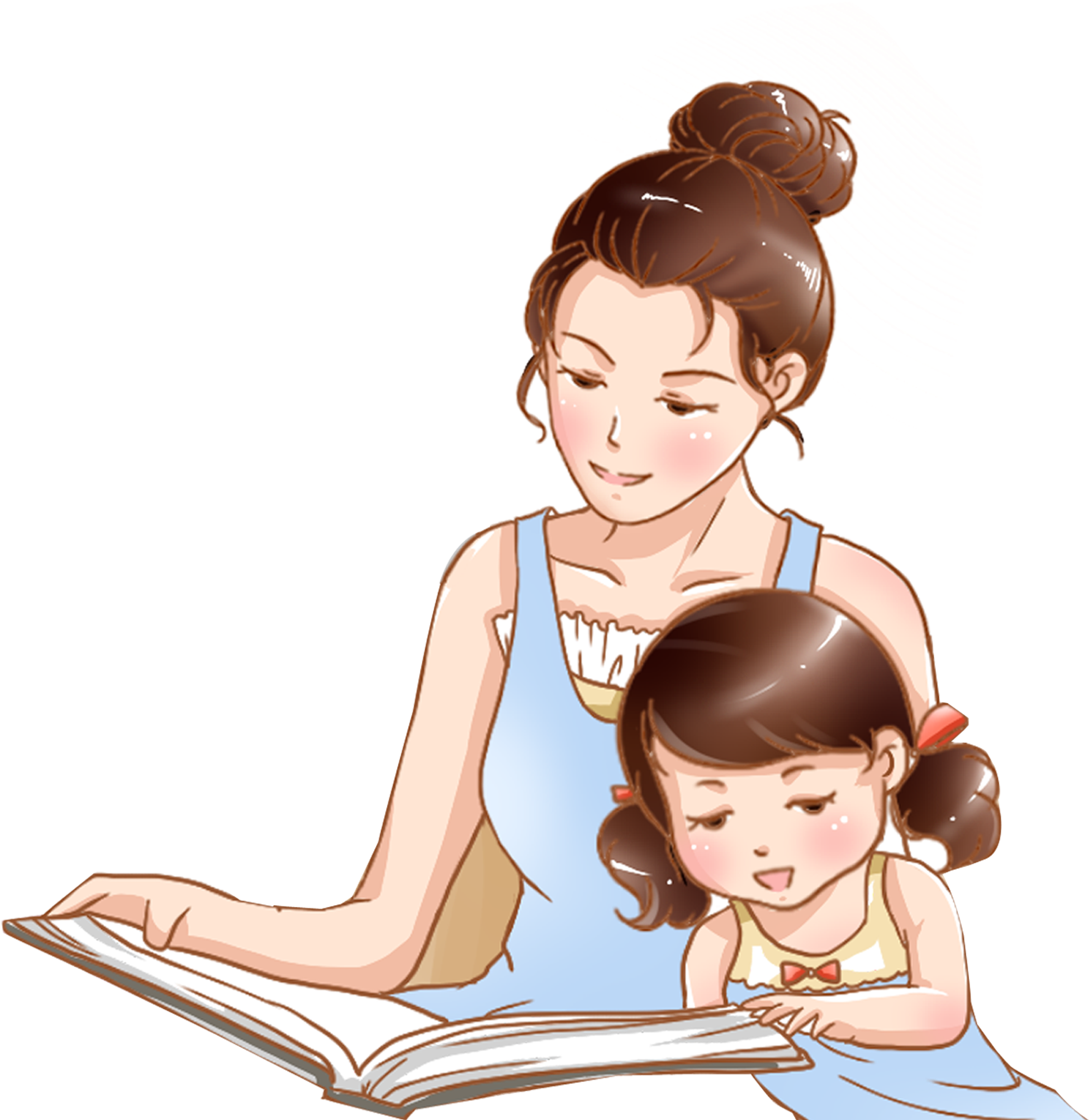 Download Hand Drawn Cartoon Mother Child Reading Decorative - การ์ตูน แม่  และ เด็ก PNG Image with No Background - PNGkey.com