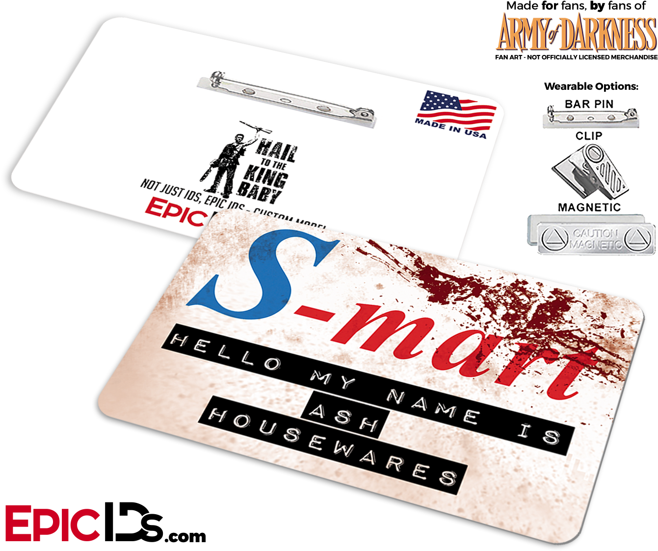 S-mart Ash Williams 'army Of Darkness' Cosplay Replica - Shaun Of The Dead Foree Electric Name Badge W Bar Pin (1417x1181), Png Download