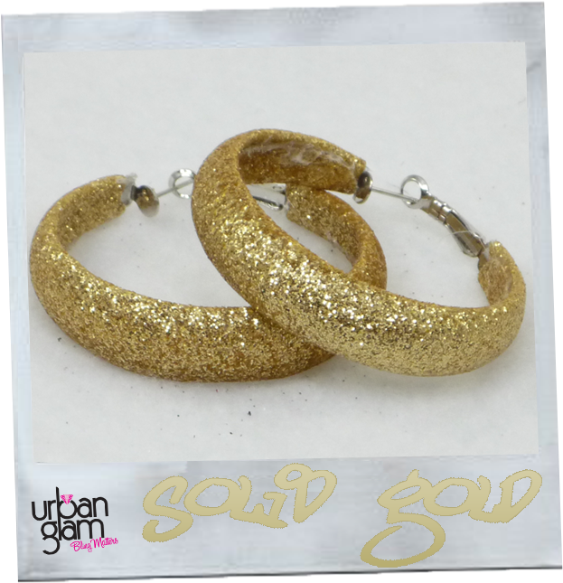 Download Gold Glitter Hoop Earrings - Glitter Gold Earrings PNG Image ...