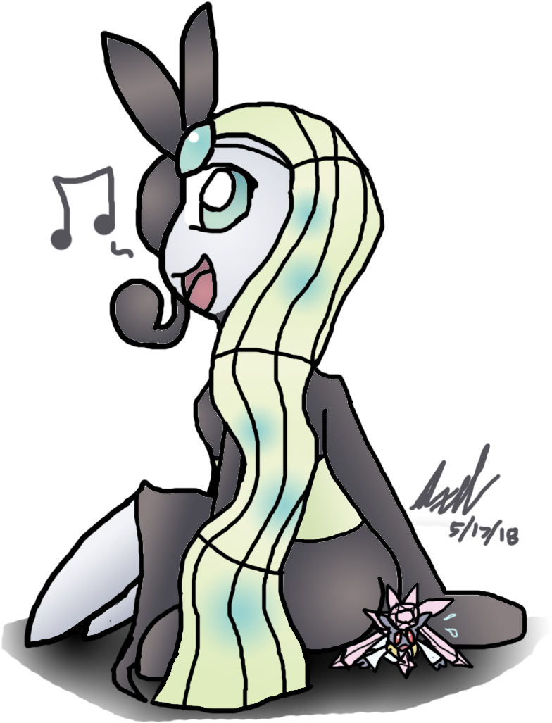 Meloetta Buttcrushes Tiny Diancie - Cartoon (942x1079), Png Download