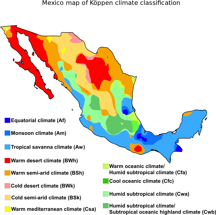 Mexico Map Of Köppen Climate Classification - Koppen Climate ...