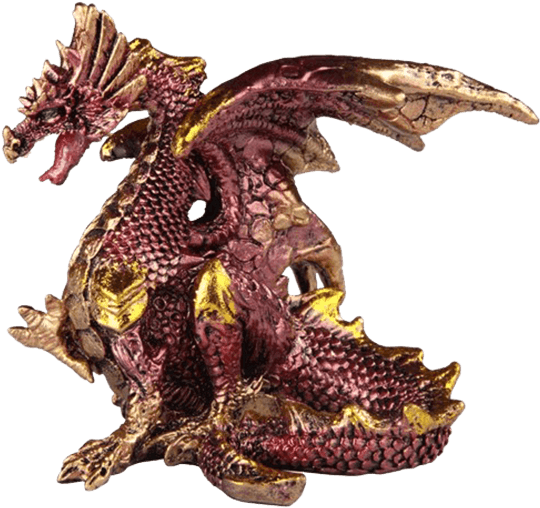 Small Seated Ruby And Gold Dragon Statue - Gold - Free Transparent PNG ...