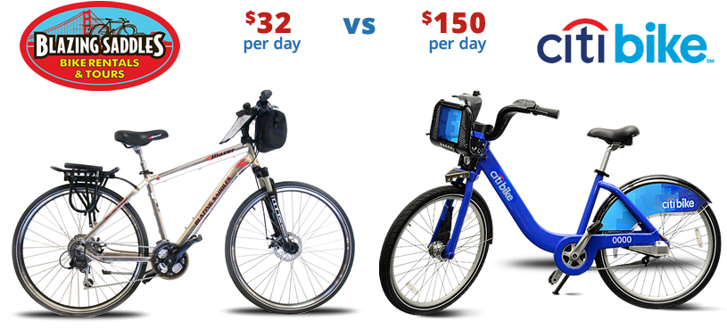 Download Blazing Saddles Bike Rental And Tours Vs New York Bike - New York  Bike Rental PNG Image with No Background 