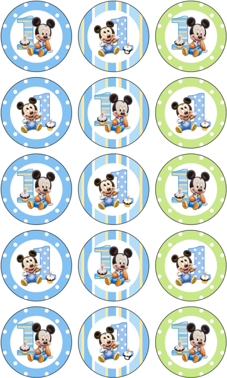 Mickey Mouse 1st Birthday Or (30x - 12 1st Mickey Mouse Stickers ...