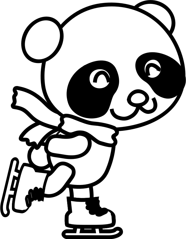 Download Skating Panda Coloring Page Clipart Transparent Download Skating Black And White Png Image With No Background Pngkey Com