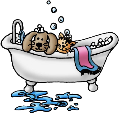 dog in bathtub clipart