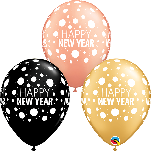 Download Happy New Year Rose Gold Black Gold 11 Latex Balloons Balloon Png Image With No Background Pngkey Com
