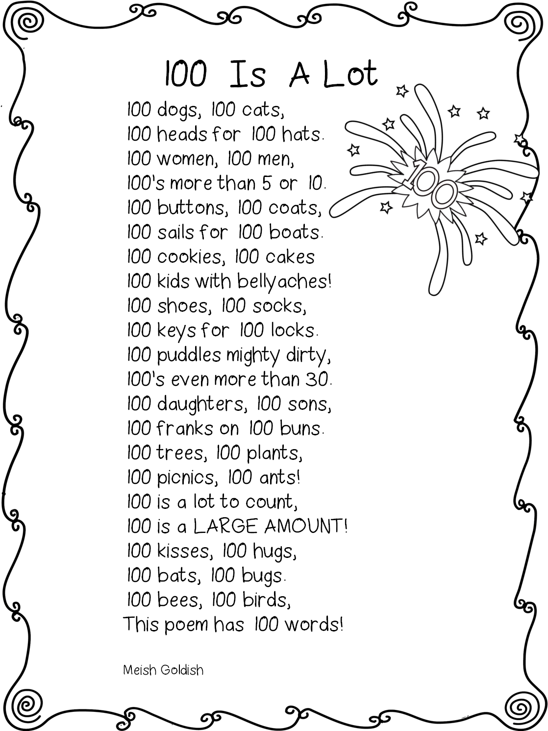 100th Day Poem - School (1171x1502), Png Download