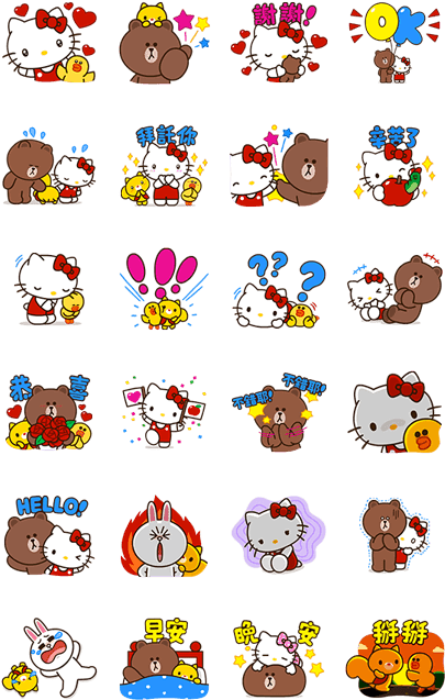 Line Friends & Hello Kitty Vol - Sticker - Free Transparent PNG ...