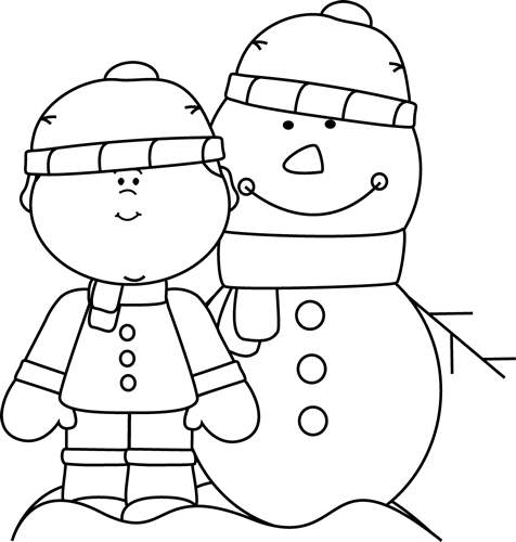 Download Black And White Boy With Snowman Clipart Winter Black And White Png Image With No Background Pngkey Com