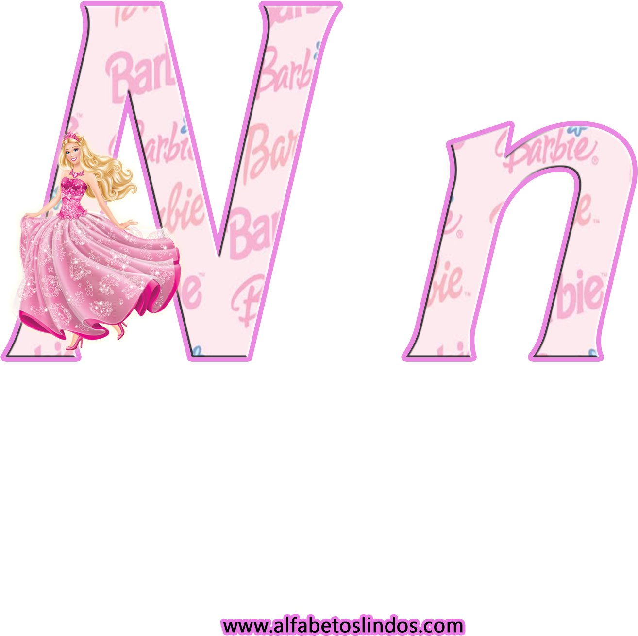 Alfabeto Da Barbie Rosa Em Png Com Fundo Transparente - Barbie Princess ...