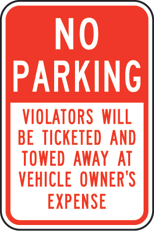 No Parking Violators Ticketed Sign - No Overnight Parking Violators ...