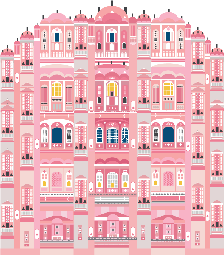 Illustration Inspired By The Hawa Mahal Palace In Jaipur, - Saskia Rasink (842x1191), Png Download