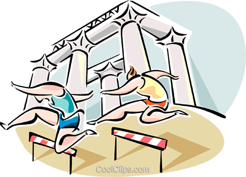 People Jumping Hurdles Royalty Free Vector Clip Art - Atletismo Dibujo (480x346), Png Download