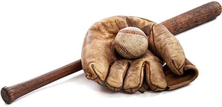 baseball glove and bat