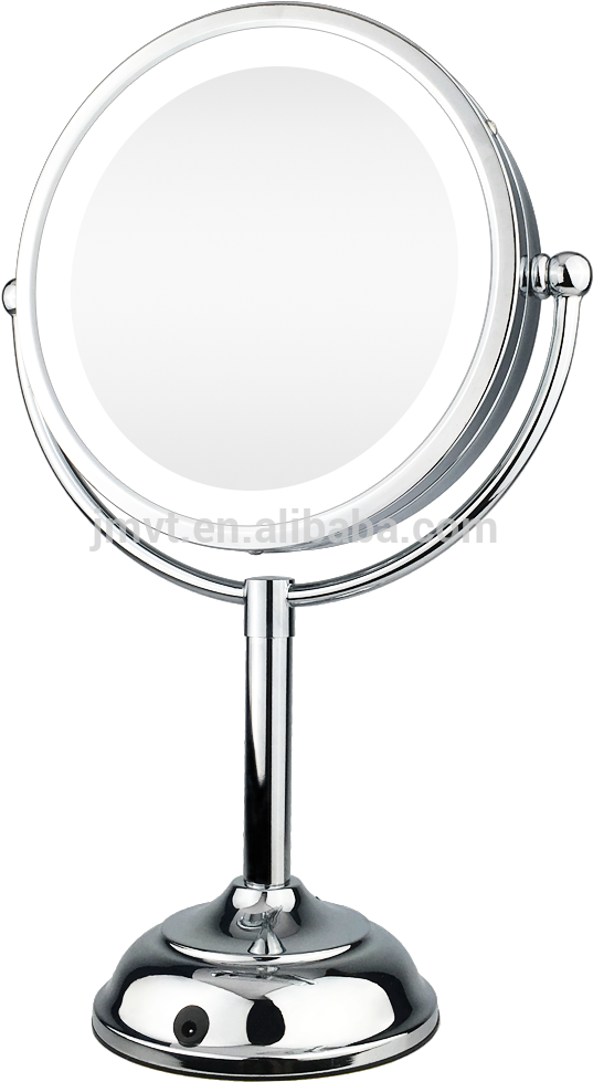 Download 10x Magnifying Metal Makeup Mirror Led Lighted Table Espelho Redondo De Maquiagem Png Image With No Background Pngkey Com