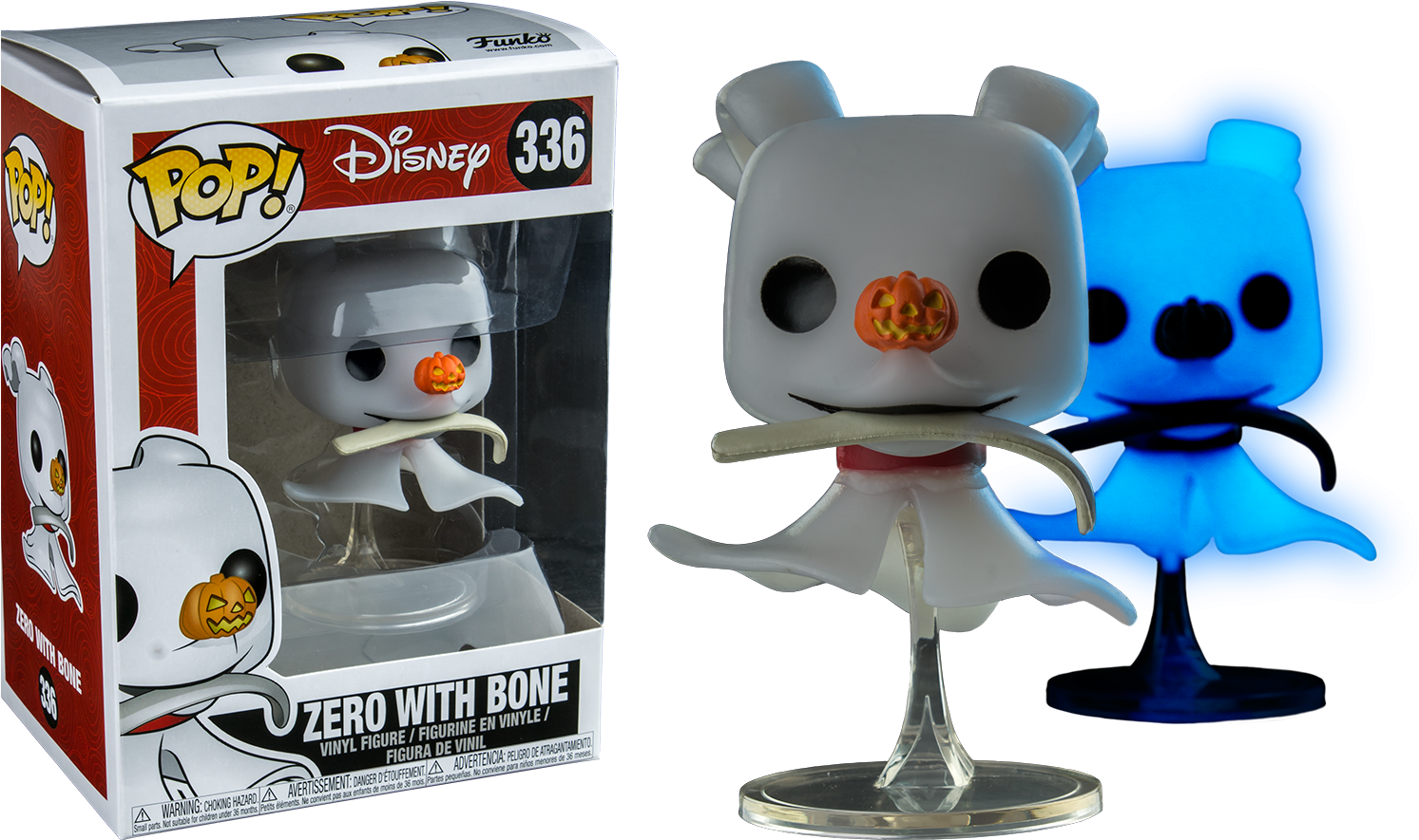 The Nightmare Before Christmas - Zero With Bone Funko Pop (1500x885), Png Download