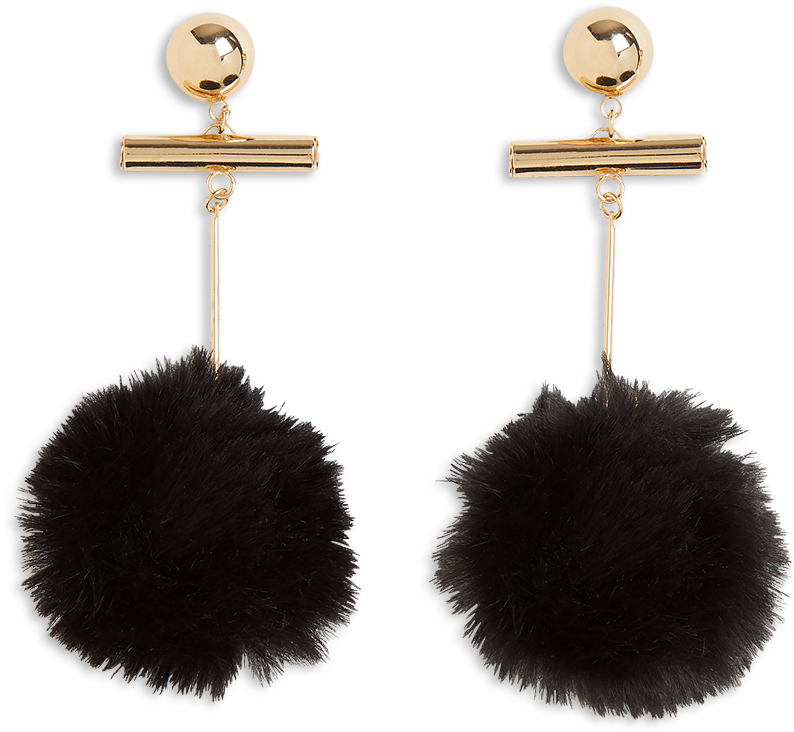 Download Pom Pom Earrings Black Earrings Png Image With No Background Pngkey Com